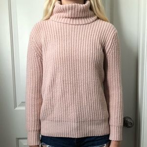 blush pink turtleneck sweater